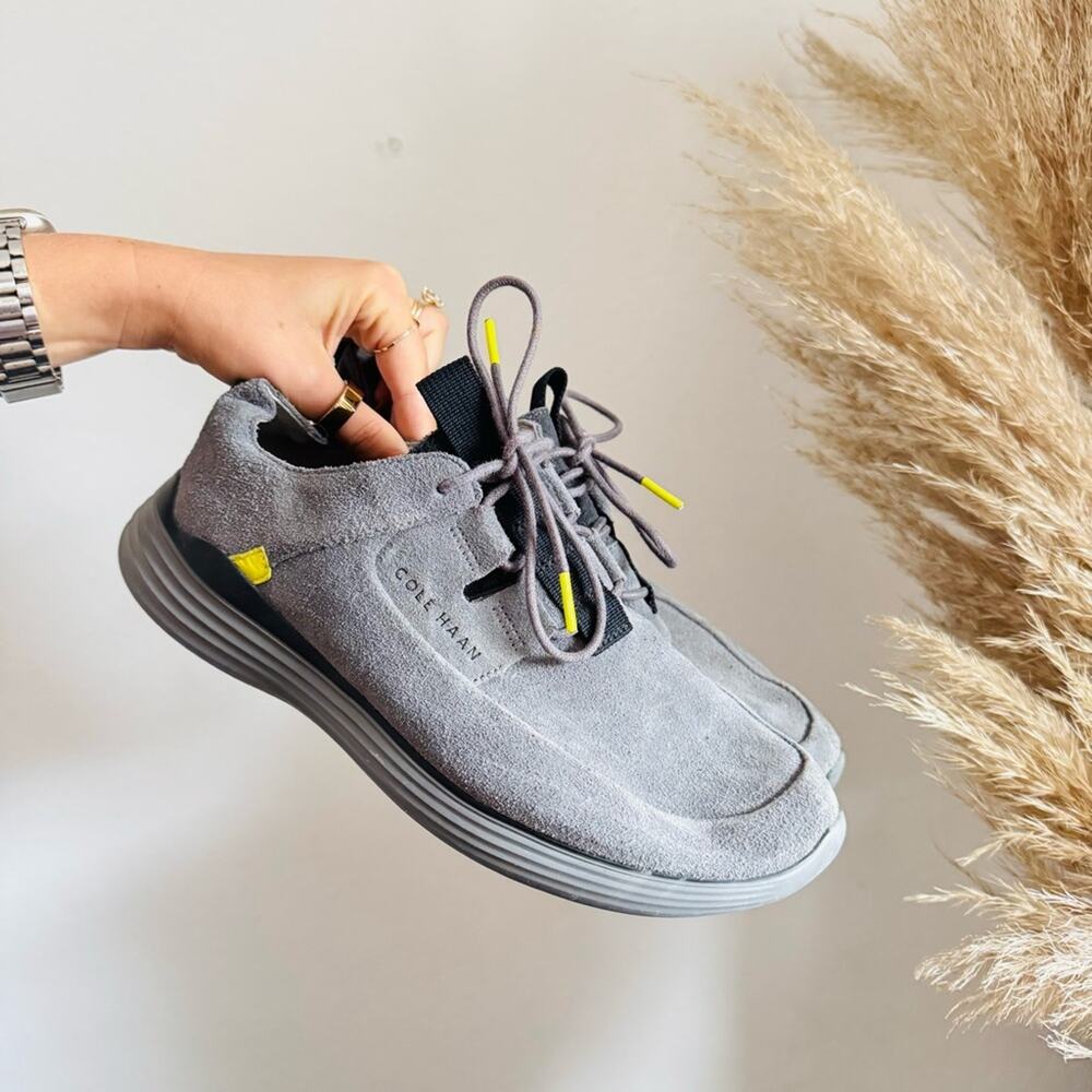 MENS COLE HAAN Grand Sport Charcoal Grey Suede $200 Lace Up Sneakers Shoes 8.5